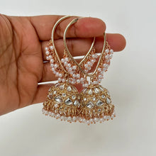 Large kundan pearl Hoop Earrings/Traditional ethnic hoop/Bali earring/Trendy/Statement earrings/Bali Jhumka//pakistani/Punjabi