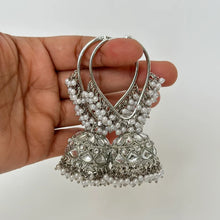 Large kundan pearl Hoop Earrings/Traditional ethnic hoop/Bali earring/Trendy/Statement earrings/Bali Jhumka//pakistani/Punjabi