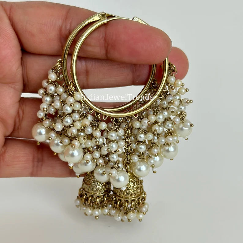 Antique Traditional hoop Jhumka earrings/Hoop earrings/Indian Jewelry/Pakistani/Punjabi Jewelry/Statement earrings/Bridal earring/wedding