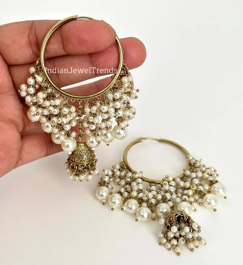 Antique Traditional hoop Jhumka earrings/Hoop earrings/Indian Jewelry/Pakistani/Punjabi Jewelry/Statement earrings/Bridal earring/wedding
