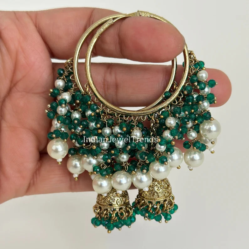 Antique Traditional hoop Jhumka earrings/Hoop earrings/Indian Jewelry/Pakistani/Punjabi Jewelry/Statement earrings/Bridal earring/wedding