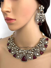 Ruby victorian uncut Polki Kundan necklace, Sabyasachi Designer necklace,Bollywood, Indian Pakistani Jewelry for Wedding, bridal jewelry