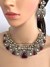 Ruby victorian uncut Polki Kundan necklace, Sabyasachi Designer necklace,Bollywood, Indian Pakistani Jewelry for Wedding, bridal jewelry