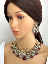 Ruby victorian uncut Polki Kundan necklace, Sabyasachi Designer necklace,Bollywood, Indian Pakistani Jewelry for Wedding, bridal jewelry