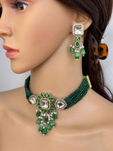 Green Victorian dual tone uncut polki kundan necklace/Sabyasachi Necklace/Kundan Jewelry Set/Indian wedding collection/Bridal Necklace