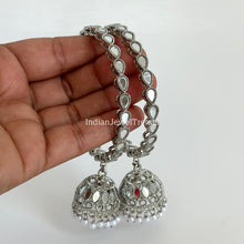 Silver White Mirror Pearl Jhumka Bangles Set(2 Pc)/Indian bangles/Punjabi Pearl bangles Set/Bridal bangles/wedding jewelryLatkan bangles