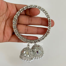 Silver White Mirror Pearl Jhumka Bangles Set(2 Pc)/Indian bangles/Punjabi Pearl bangles Set/Bridal bangles/wedding jewelryLatkan bangles