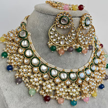 Multi Kundan Necklace Set, Pearl Kundan Choker, Bollywood Jewelry, Indian Pakistani jewelry for wedding