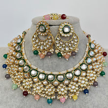 Multi Kundan Necklace Set, Pearl Kundan Choker, Bollywood Jewelry, Indian Pakistani jewelry for wedding