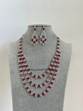 Ruby Silver CZ Diamond Long necklace, American Diamond Necklace,Indian pakistani jewelry for wedding, gift for her, bridal jewelry