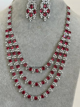 Ruby Silver CZ Diamond Long necklace, American Diamond Necklace,Indian pakistani jewelry for wedding, gift for her, bridal jewelry