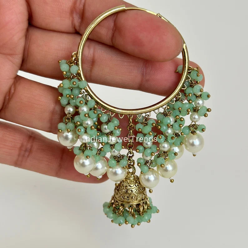 Antique Traditional hoop Jhumka earrings/Hoop earrings/Indian Jewelry/Pakistani/Punjabi Jewelry/Statement earrings/Bridal earring/wedding