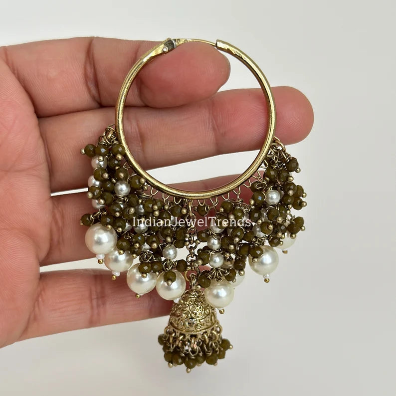 Antique Traditional hoop Jhumka earrings/Hoop earrings/Indian Jewelry/Pakistani/Punjabi Jewelry/Statement earrings/Bridal earring/wedding