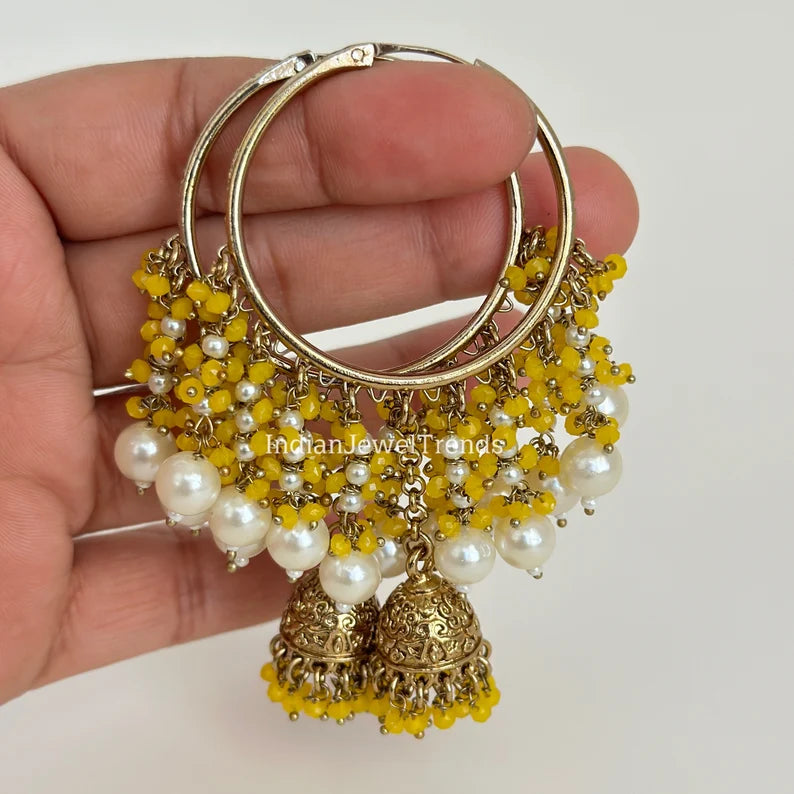 Antique Traditional hoop Jhumka earrings/Hoop earrings/Indian Jewelry/Pakistani/Punjabi Jewelry/Statement earrings/Bridal earring/wedding