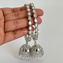 Silver White Mirror Pearl Jhumka Bangles Set(2 Pc)/Indian bangles/Punjabi Pearl bangles Set/Bridal bangles/wedding jewelryLatkan bangles