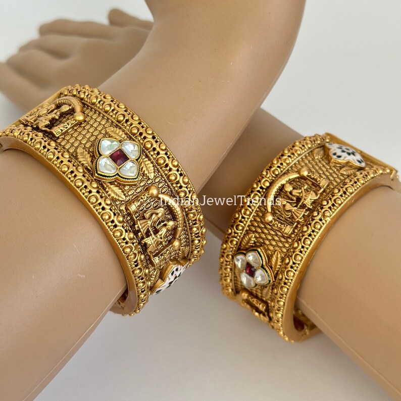 Bridal Doli Baraat Gold plated Single kada bangle/Pacchi kundan bangle/Rajwadi Bridal Bangle/Indian Wedding/Wedding Jewelry/Pakistani