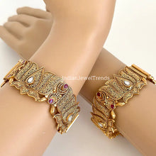 Gold Lotus bangle/Indian bangles/Antique Openable bangles/Temple Jewelry/Bridal Bangles/Indian Wedding/Pakistani /South indian jewelry 1pc