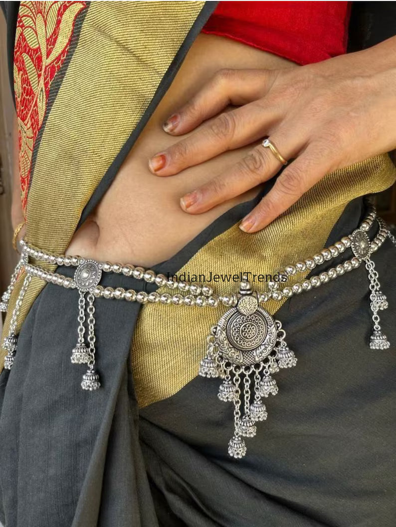 Oxidized Belly Chain Waist belt/Indian Belly Chain/ Ghungru Belt/Kamarbandh/Vaddanam/Kamarpatta/ Sash/tagdi/Indian Saree belt/Lehenga belt