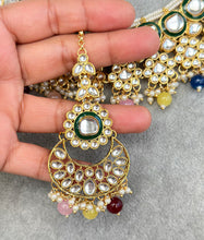 Multi Kundan Necklace Set, Pearl Kundan Choker, Bollywood Jewelry, Indian Pakistani jewelry for wedding