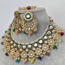 Multi Kundan Necklace Set, Pearl Kundan Choker, Bollywood Jewelry, Indian Pakistani jewelry for wedding