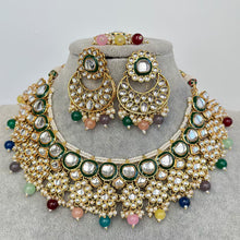 Multi Kundan Necklace Set, Pearl Kundan Choker, Bollywood Jewelry, Indian Pakistani jewelry for wedding