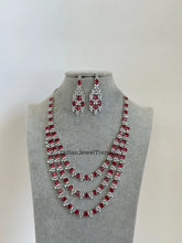 Ruby Silver CZ Diamond Long necklace, American Diamond Necklace,Indian pakistani jewelry for wedding, gift for her, bridal jewelry