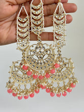 Restocked Gold Kundan Tikka w/Earring Set/ Indian Bridal Maang Tikka /Teeka Tika Headpiece Pearl Jewelry Women Bollywood Bridesmaid Gifts