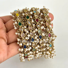 Navratan Bangles set of 4 Polki Kundan antique finish Bangles Set/ Punjabi Pearl bangles Set/Bridal bangles/wedding jewelry
