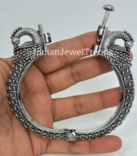 Oxidized Silver openable single Kada/Bracelet (1Pc)/German Silver/Boho/Tribal/Indian Jewelry/Pakistani/Oxidized Bangles/One size fit 2.4/2.6