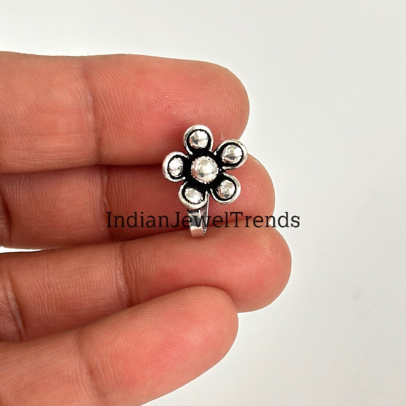 Oxidized Nose Pin/Nath/Nathani/Boho Jewelry/Nose Clip/Ear Cuff/NON piercing nose ring/Bollywood Jewelry/Alia bhatt nose pin