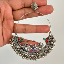 Oxidized big hoop Peacock Earrings/Oxidized Earrings/Antique Silver/Silver Look Alike/Lightweight/Tribal/Afghani/Indian Jewelry/Boho Jewelry