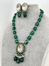 Green Victorian uncut Polki Kundan Necklace/Indian Long Necklace/Statement Necklace/Long Mala/Semi Precious Necklace/Rani Haar/Pakistani