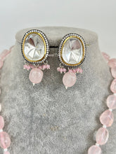 Pink Victorian uncut Polki Kundan Necklace/Indian Long Necklace/Statement Necklace/Long Mala/Semi Precious Necklace/Rani Haar/Pakistani