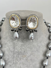 Gray Victorian uncut Polki Kundan Necklace/Indian Long Necklace/Statement Necklace/Long Mala/Semi Precious Necklace/Rani Haar/Pakistani