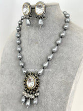 Gray Victorian uncut Polki Kundan Necklace/Indian Long Necklace/Statement Necklace/Long Mala/Semi Precious Necklace/Rani Haar/Pakistani