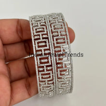 Set of 2 Silver CZ Diamond Bangles/CZ Bangles/Bracelet/Indian Party Bangles/CZ stone bangle/Indian wedding/bridal jewelry/Pakistani