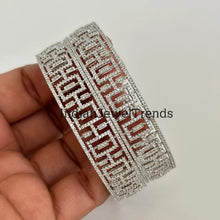 Set of 2 Silver CZ Diamond Bangles/CZ Bangles/Bracelet/Indian Party Bangles/CZ stone bangle/Indian wedding/bridal jewelry/Pakistani
