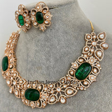 Emerald Gold Victorian uncut polki CZ Necklace, Sabyasachi Necklace, Statement Necklace, Semi Precious Necklace, Designer,Indian Pakistani