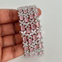 Silver Finish Pink American Diamond CZ Bangles/Indian Party Wear Bracelet Bangles/CZ stone bangles/Indian wedding/bridal jewelry/bangles 4pc