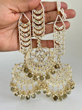 Restocked Gold Kundan Tikka w/Earring Set/ Indian Bridal Maang Tikka /Teeka Tika Headpiece Pearl Jewelry Women Bollywood Bridesmaid Gifts