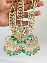 Restocked Gold Kundan Tikka w/Earring Set/ Indian Bridal Maang Tikka /Teeka Tika Headpiece Pearl Jewelry Women Bollywood Bridesmaid Gifts