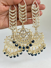 Restocked Gold Kundan Tikka w/Earring Set/ Indian Bridal Maang Tikka /Teeka Tika Headpiece Pearl Jewelry Women Bollywood Bridesmaid Gifts