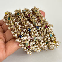 Navratan Bangles set of 4 Polki Kundan antique finish Bangles Set/ Punjabi Pearl bangles Set/Bridal bangles/wedding jewelry