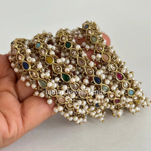 Navratan Bangles set of 4 Polki Kundan antique finish Bangles Set/ Punjabi Pearl bangles Set/Bridal bangles/wedding jewelry