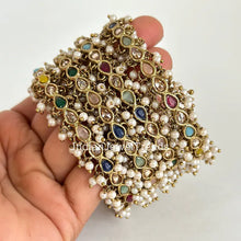 Navratan Bangles set of 4 Polki Kundan antique finish Bangles Set/ Punjabi Pearl bangles Set/Bridal bangles/wedding jewelry