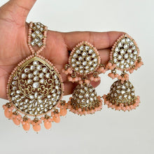 Antique finish Kundan Tikka w/Earring Set/Bridal Maang Tikka/Teeka Headpiece/Bridesmaid Gift/Pakistani/Punjabi/Jaggo/Sangeet/Indian wedding