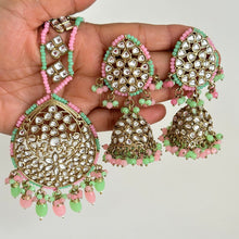 Antique finish Kundan Tikka w/Earring Set/Bridal Maang Tikka/Teeka Headpiece/Bridesmaid Gift/Pakistani/Punjabi/Jaggo/Sangeet/Indian wedding