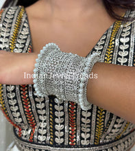 Silver Pearl Bangles Set/Pearl Bangles/Indian Bangles/Indian wedding/bridal jewelry/Statement bangles/Silver bangles