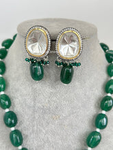 Green Victorian uncut Polki Kundan Necklace/Indian Long Necklace/Statement Necklace/Long Mala/Semi Precious Necklace/Rani Haar/Pakistani