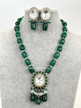 Green Victorian uncut Polki Kundan Necklace/Indian Long Necklace/Statement Necklace/Long Mala/Semi Precious Necklace/Rani Haar/Pakistani